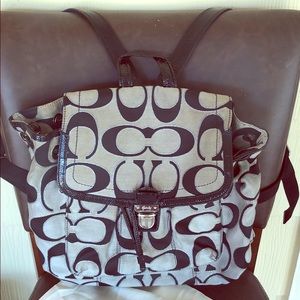 Coach backpack purse. Black and grey